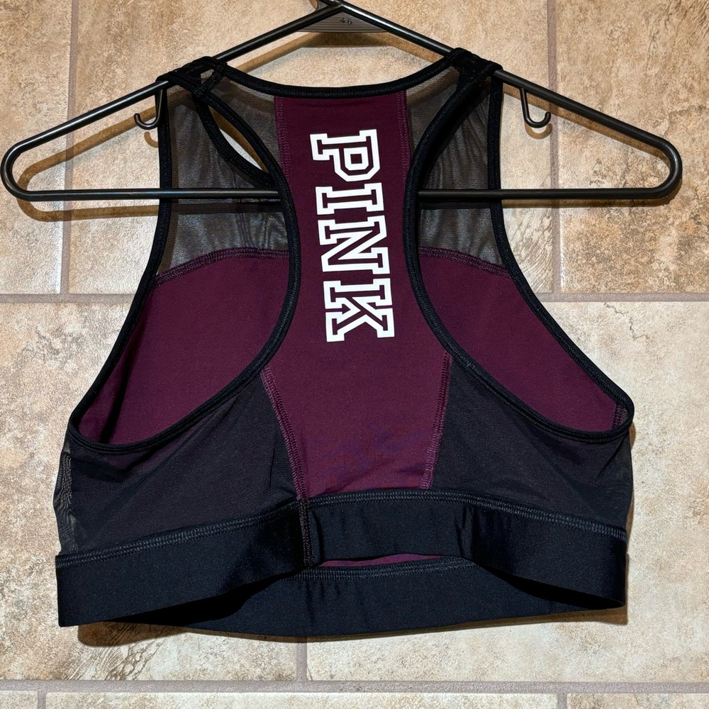 PINK Victorias Secret Sports bra L Black and Plum Racerback - Picture 4 of 4